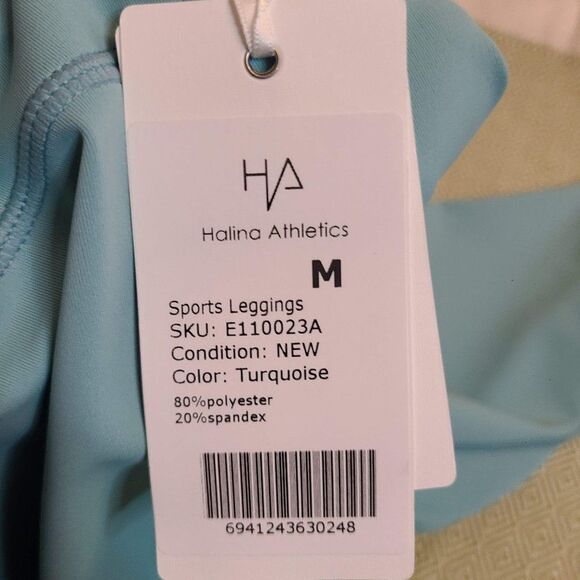 NWT Halina Athletics Sports Leggings Turquoise Medium - Picture 2 of 3